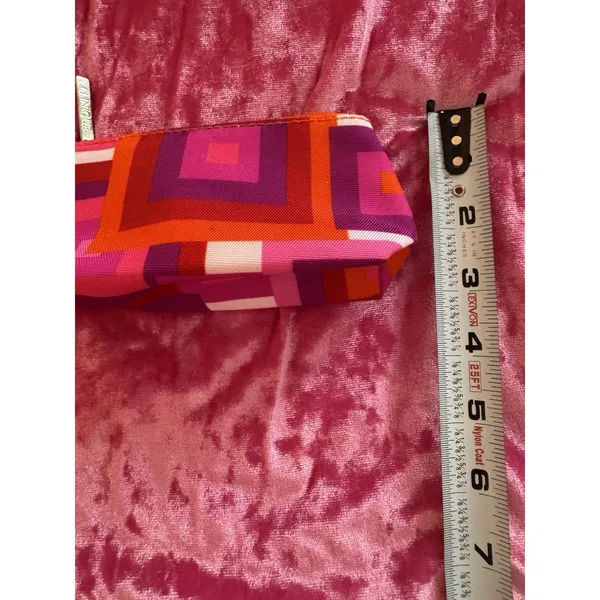 Clinique Cosmetic Bag Mini Geometric Pattern Red Pink Purple Zipper - Image 6
