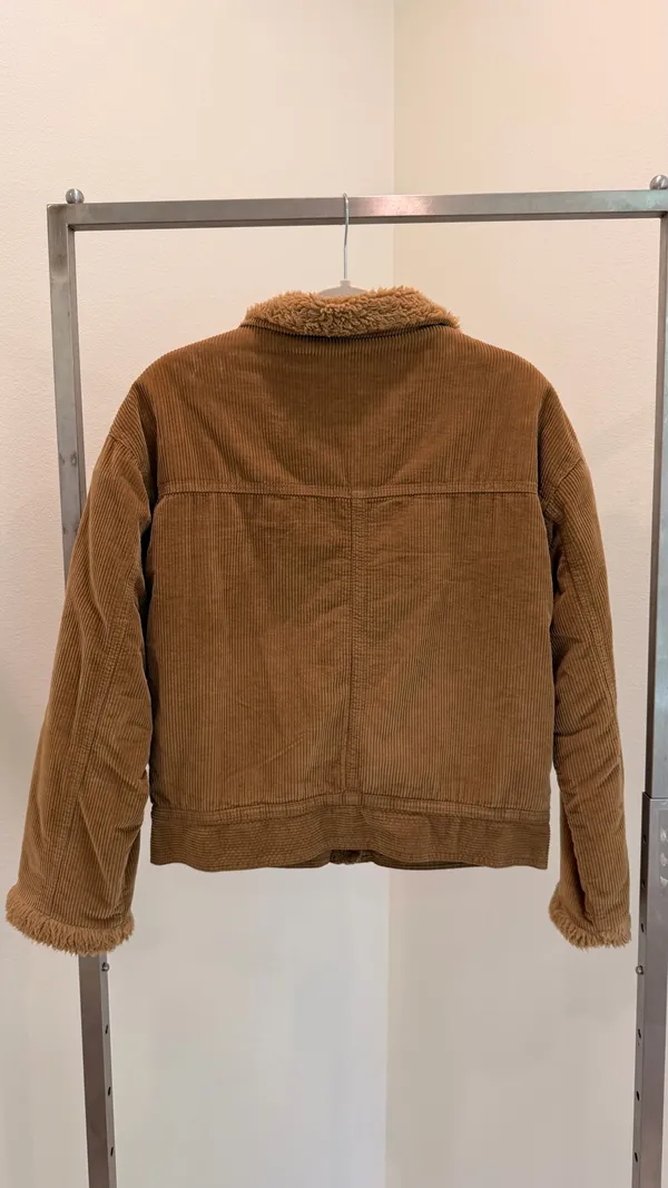 American Eagle Men’s Brown Lined Zip Cotton Bomber Jacket Short Spread XS - Image 2