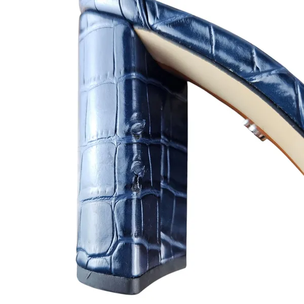 Sam Edelman Yaro Navy Crocodile Heels Open Toe Block Sandals Womens Size 8 - Image 5