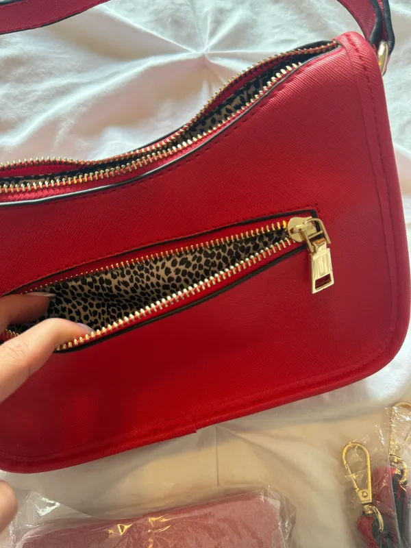 red purse with wallet and straps - Image 6