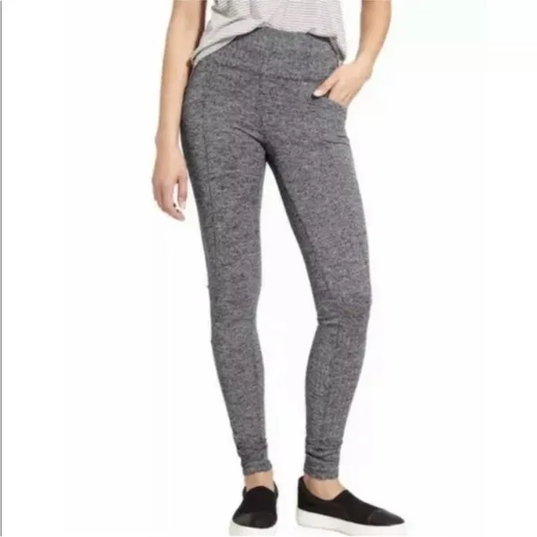Athleta Herringbone Metro‎ High Rise Legging Size XL Pockets Black Tights 73371 - Image 13