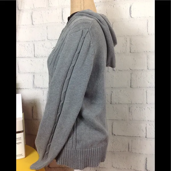 ⬇️ CABLE KNIT HOODIE Gray Size M - Image 4