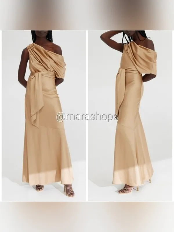 Significant Other Erika Tan Satin Dress - Image 2