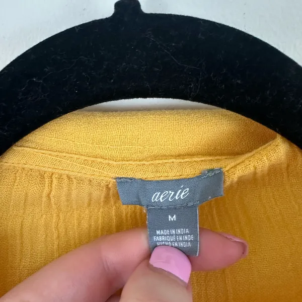 Aerie Casual Lightweight Yellow Button-Down Women's Top Size Medium - Image 4