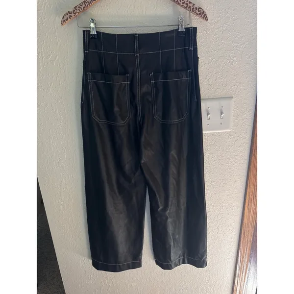 MAEVE The Colette Cropped Wide Leg Pants in Vegan Leather Size 27 - Image 6