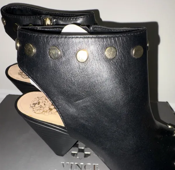 Vince Camuto Black StuddedToe Cone Heel Ankle Strap Heels - Image 6