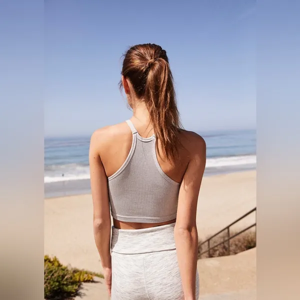 Free People Happiness Runs Crop Tank in Heather Grey - Image 8