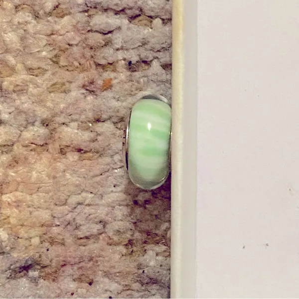 PANDORA Authentic Murano Glass Light Green Candy Stripe Charm - Image 3