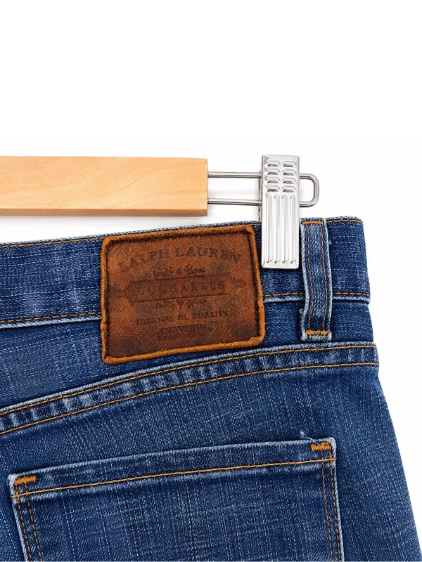 Ralph Lauren Blue Denim Jeans with Brown Leather Patch - Image 4