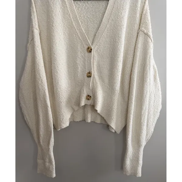 Free People Found My Friend Cardigan Ivory‎ Women's Size Small - Image 5