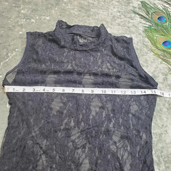 Black Mockneck Lingerie Lace Slip‎ Dress Size: S/M - Image 4