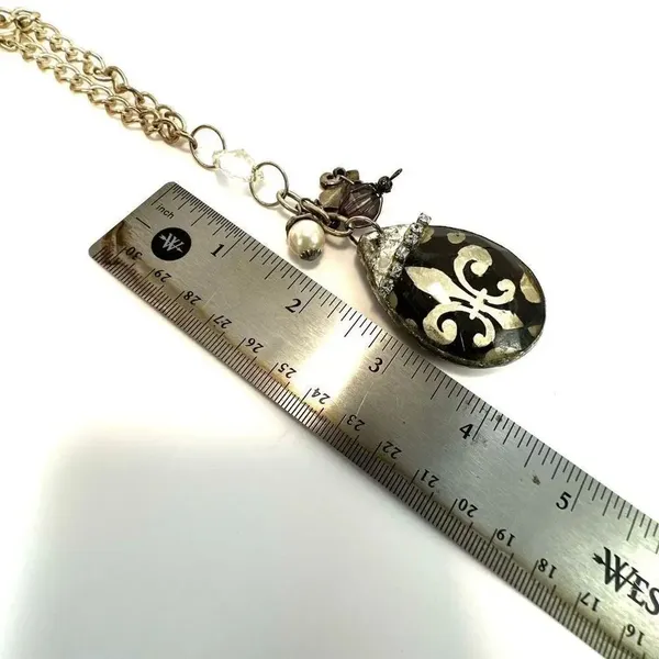 Fleur de lis teardrop pendant charm necklace - Image 7