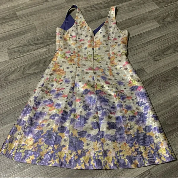 Adrianna Papell Floral Tank Top V-Neck Sleeveless Dress; size 4 - Image 9