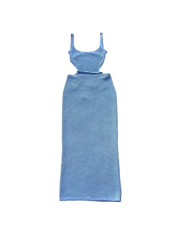 Sabo Skirt London Knit Dress in Azure Sz 8 / Large Coastal Cutout Midi Vacation - Image 2
