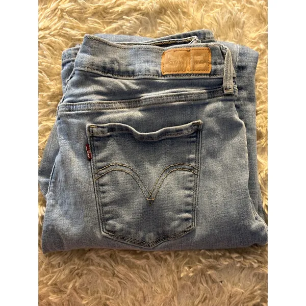 Levis 314 Shaping Straight Leg Jeans Light Wash Blue‎ Denim W30 L32 Mens 10M - Image 5