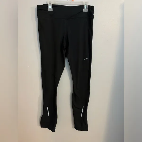 Nike Black Dri- fit Tech Running Pants with Zipper Ankles Size S‎ - Image 2