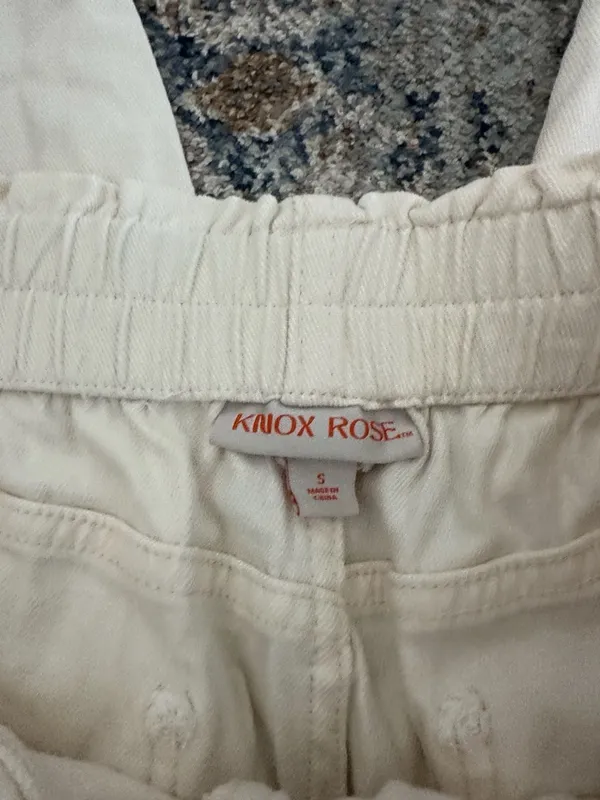 Knox Rose Women's Cream High-Waist Button-Fly Ruffle Waistband Pants Size S - Image 2
