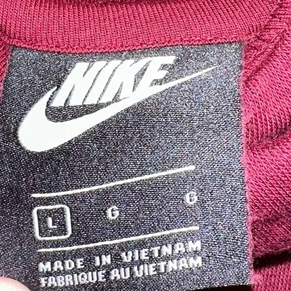Nike Cowl Neck Hoodie Large Burgundy‎ Gold Logo Pullover Sweatshirt - Image 4