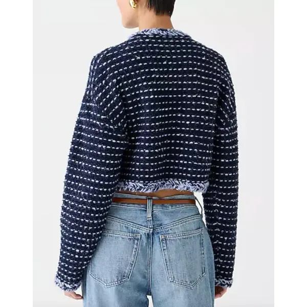 J.Crew Cropped Lady Jacket Marled Yarn Heather Ivory Wool Blend Preppy M NWT - Image 4