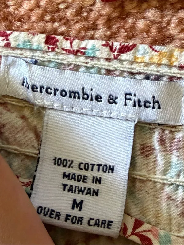 Abercrombie & Fitch Size M 100% Cotton Floral Halter Dress Smocked Back - Image 4