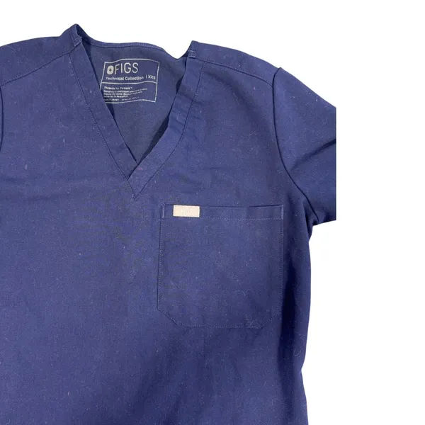 FIGS Technical Collection Scrub Top Womens XXS Navy Blue V Neck Medical Uniform - Image 7