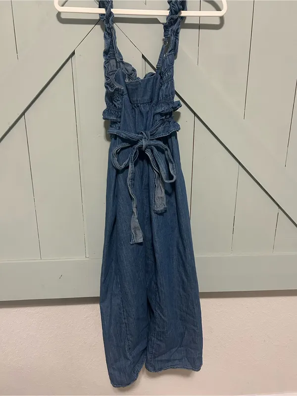 Kimchi Blue Kenzie Empire Waist Bow Back Denim Maxi Dress size medium - Image 6