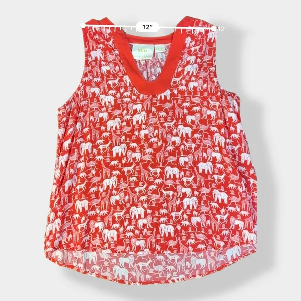 Anthropologie Maeve Melange Red‎ Animal Print Top Size 6 - Image 3