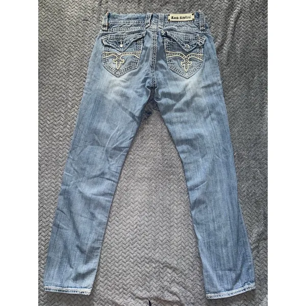 Rock Revival Jeans‎ Womens Blue Scarlett Easy Crop Wash Denim Size 26 - Image 5