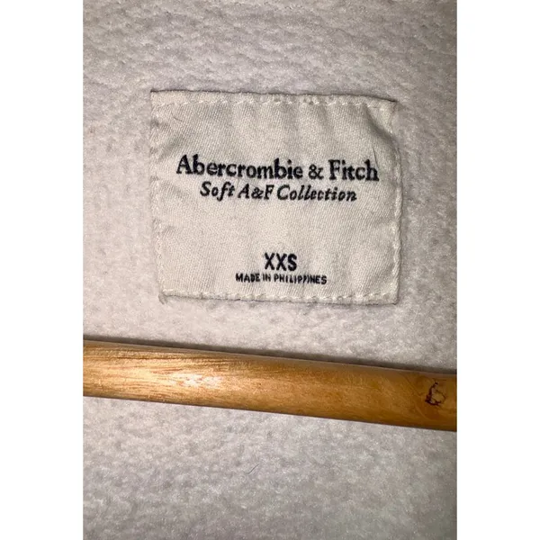 Abercrombie & Fitch Soft AF White Brown Fleece Long Sleeve Sweatshirt Size XXS - Image 4