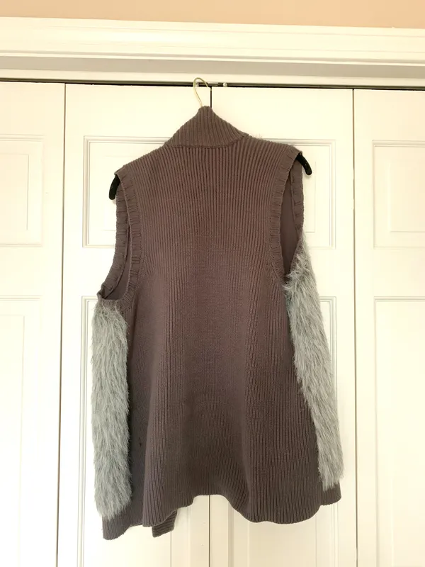Grey Faux Fur Sweater Vest - Image 2