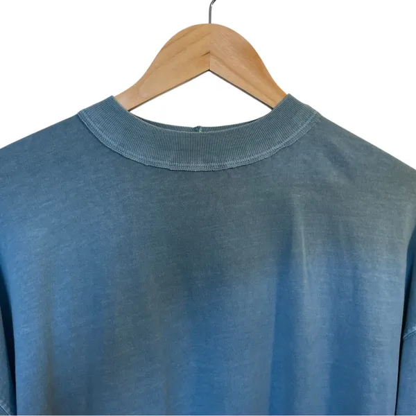 WE THE FREE Blue Distressed Washed Cotton Long Sleeve Tee T-Shirt Top - Sz Small - Image 2