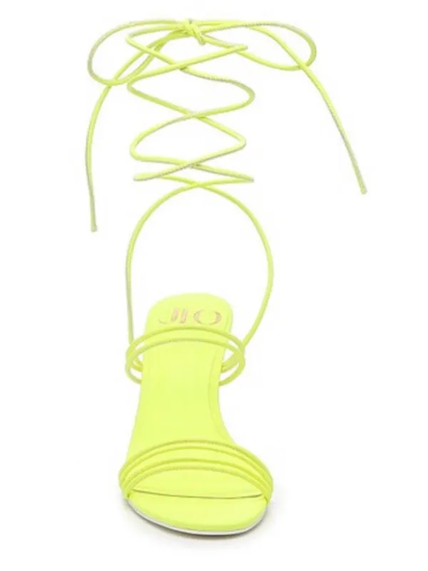 Jennifer Lopez Neon Yellow Lace-Up Stiletto Heels - Image 4
