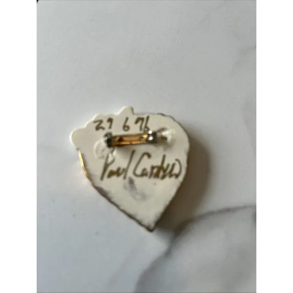 Paul Cardew Signed Ceramic Heart Brooch I Brew With‎ Cardew Pop Art Vintage 1996 - Image 2