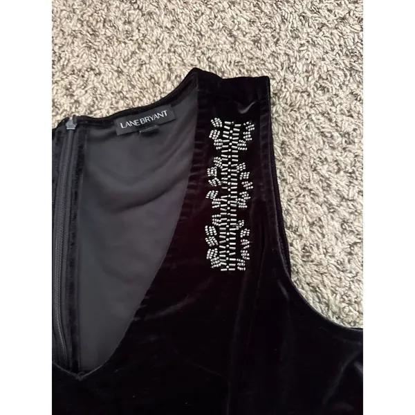 Lane Bryant Women's Sleeveless Black Velvet Beads Tank Top Size 18/20‎ - Image 3