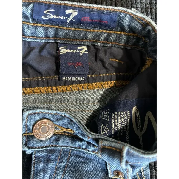 SEVEN 7 Denim Med‎ Wash Denim Jeans Stitching Studs Size 30 Low Rise - Image 5