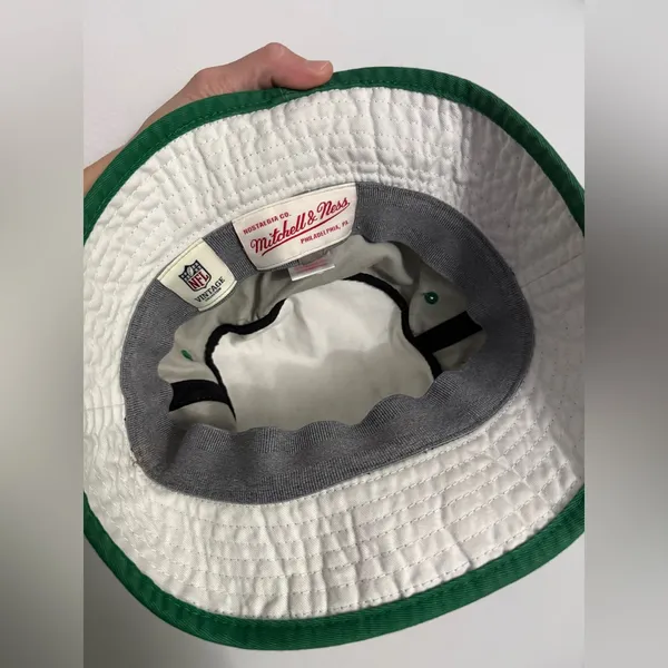 Mitchell & Ness Philadelphia Eagles Bucket Hat Throwback Hat Retro Gray Green - Image 8