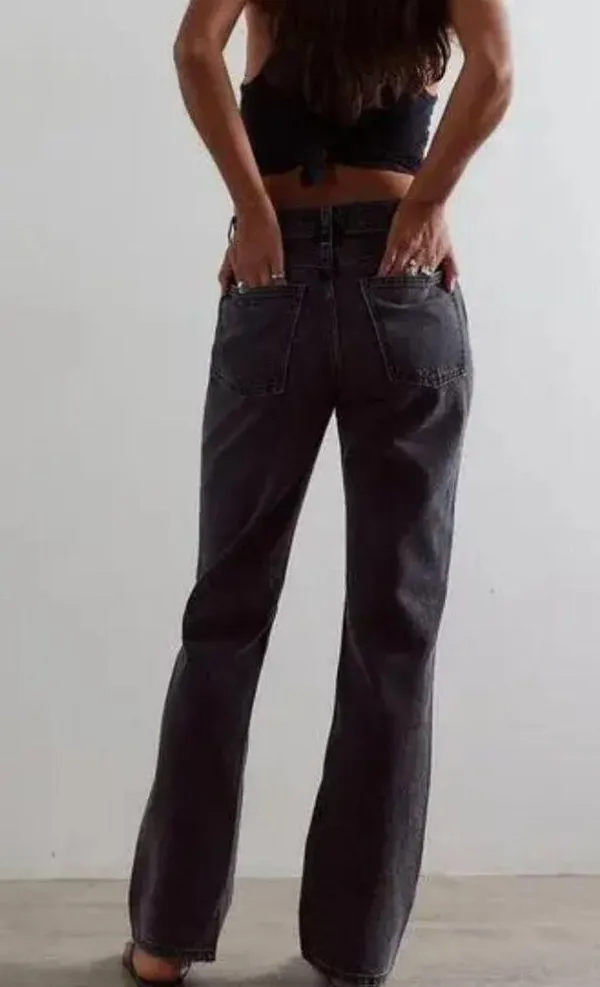 NWT Free People Xena Slim Straight Nonstretch Denim Jeans 31, DARK NIGHT - Image 6