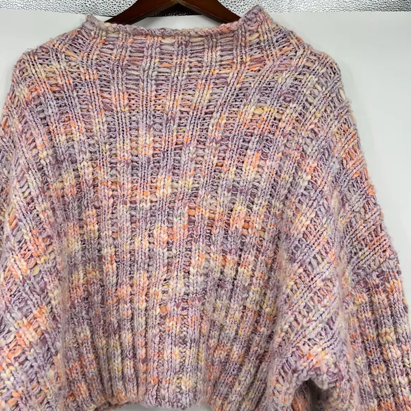 Free People confetti pullover cropped oversized snuggly pink sweater size small - Image 7