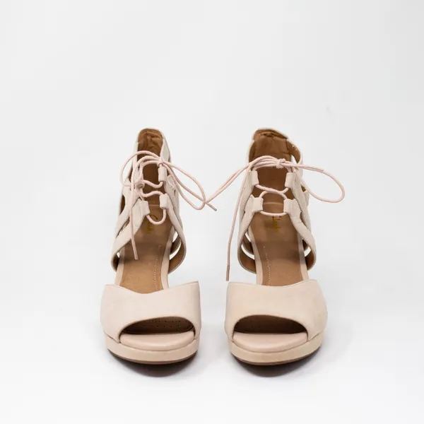 NEW Clarks Women's Mayra Elie Genuine Suede Leather Strappy Heels Nude Beige 9 - Image 2