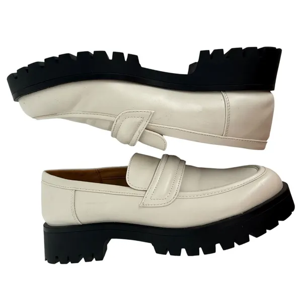 Nine West Womens Gury Slip On Chunky Lug Sole Loafers Cream Size 8.5M Y2K Preppy - Image 6