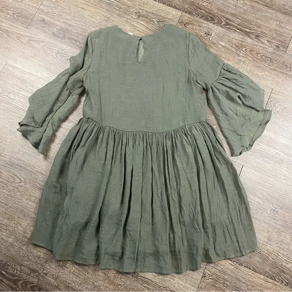 Altar’d State Tunic Top Women Olive Green Floral Embroidered Flowy Ballon Sleeve - Image 6