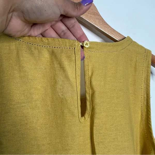 NWT For Cynthia Linen Blend Asymmetrical Yellow‎ Sleeveless Dress Small Flowy - Image 9
