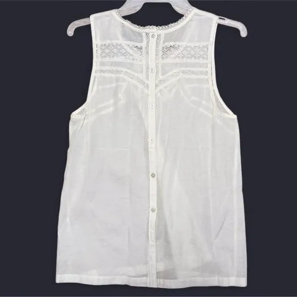 NWT‎ Abercrombie & Fitch Ivory Lace Embroidered Sleeveless Tank Top S Boho - Image 6