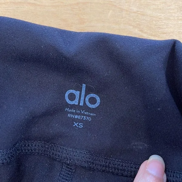 Alo Yoga Womens Flat Front High Waist Mesh Moto Panels Active Leggings Black Siz - Image 10