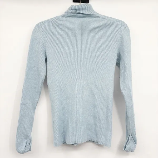 Brooks Brothers Womens Light Blue Cotton Cashmere Ribbed Turtleneck Sweater XS - Image 6