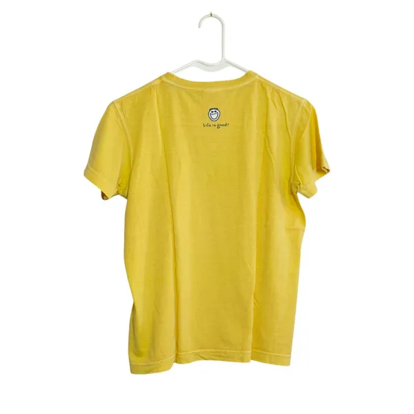 Life is Good Womens Size S Short Sleeve Yellow Flower Pot Graphic T-Shirt Cotton - Image 5
