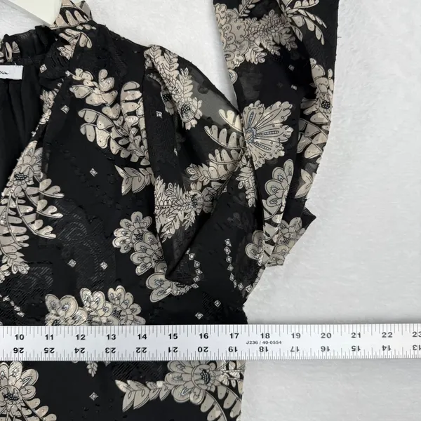 Polagram Black Floral‎ Tiered Maxi Dress Long Sleeve V-Neck Boho PSD3991-A Small - Image 5