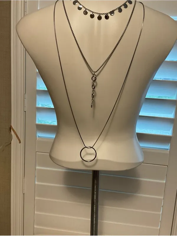 Chico's Silver-Tone Layered Coin and Circle Necklace Set - Image 4