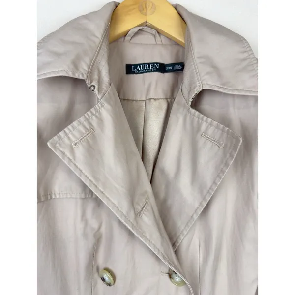 Lauren Ralph Lauren Trench Coat Women’s Size XXS Tan Double Breasted minimalist - Image 4