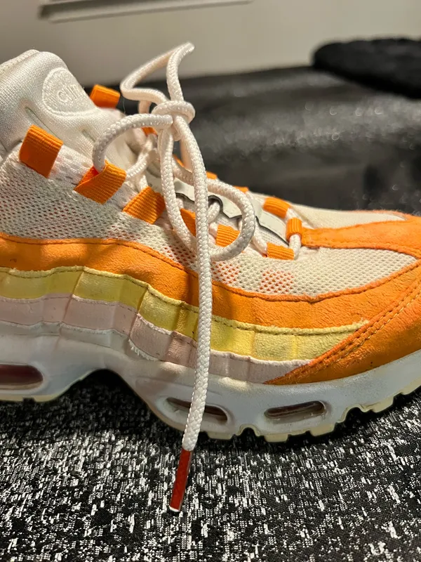 Womens 6.5 Nike Air Max 95 Forward Orange/White/Yellow Gradient Sneakers - Image 9